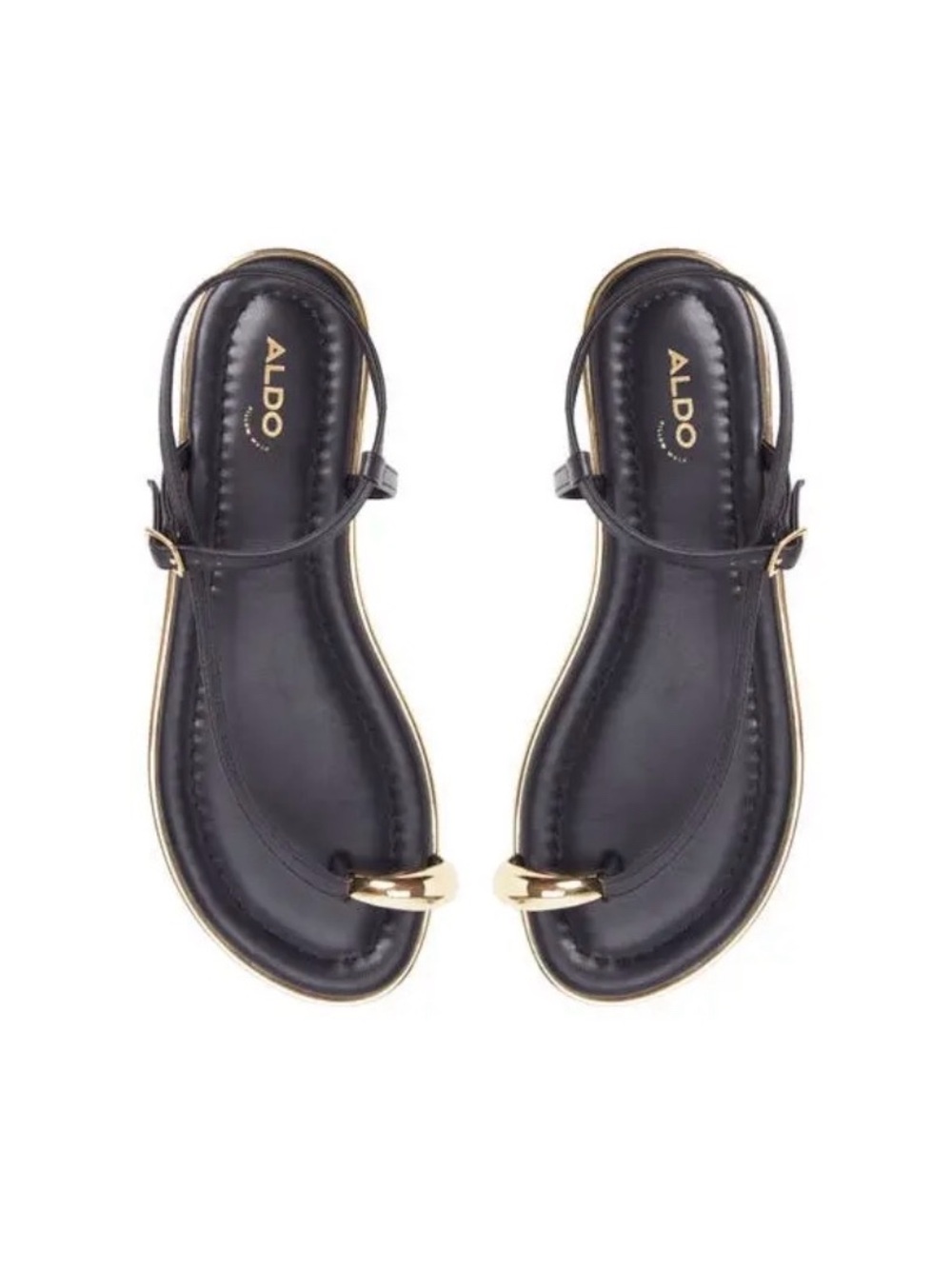 Aldo Jomali Toe Loop Flat Black Sandals SZ 9